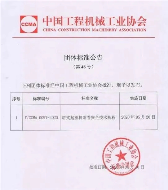 壓縮機(jī)行業(yè)標(biāo)準(zhǔn)發(fā)布:《塔式起重機(jī)附著安全技術(shù)規(guī)程》5月20日起實(shí)施